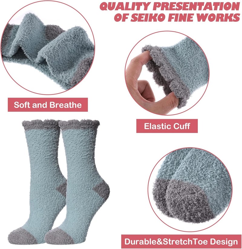 LINEMIN Womens Fuzzy Socks Cozy Fluffy Winter Warm Slipper Socks Microfiber Soft Home Sleeping Socks - Image 5